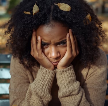jeune fille noire avec afro, assise sur un banc, le printemps