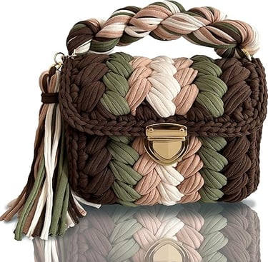 Evening Clutch Bag for Women, Handmade Crochet Wedding Party Purse, Small Flap Formal Crossbody Handbag