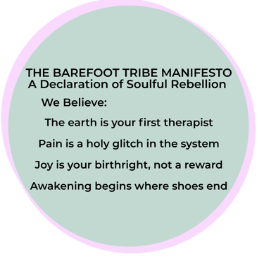 Lavender and seafoam circles with Barefoot Tribe Manifesto