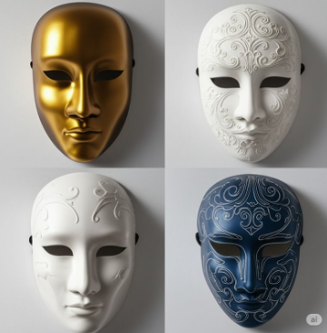 Four masks representing social masking — free boundaries and masking quiz for neurodivergent adults