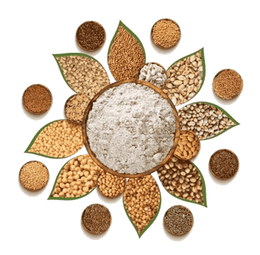 display of millets which are used in yashnas health mix