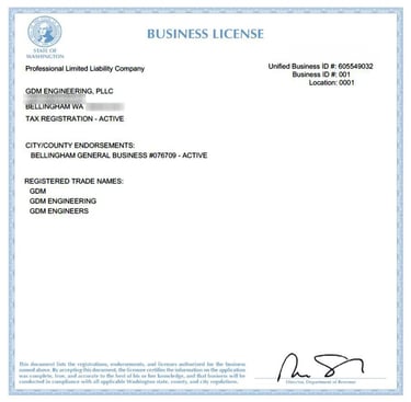 GDM Engineers Business License