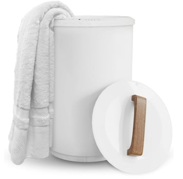 white towel warmer with towel inside