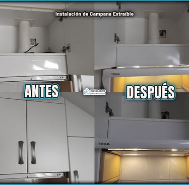 antes y despues instalacion campana extractora