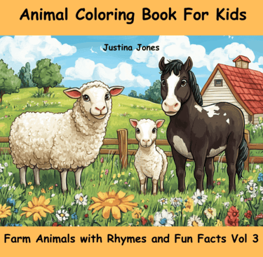 Animal Coloring Book Cover with Farm Animals