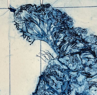 Detail of Peacock collagraph