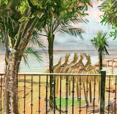 Digital drawing - Marbella promenade