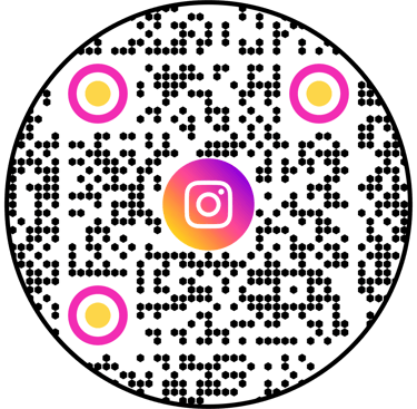 Pink and orange accented QR code for Kathy LaFollett Instagram and Facebook links..