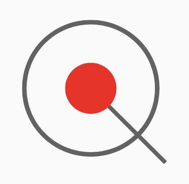 a red and grey magnifier inspecting a bigger circle signifying case in point