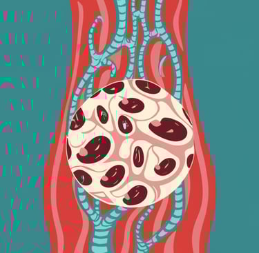 a large, colorful, abstracted image of a sphere with a sphere of jelly