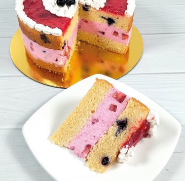 a cake with a slice taken out of it