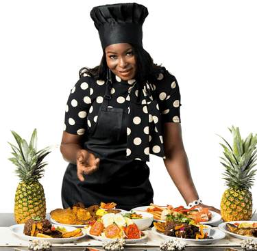 a woman in a chef's hat and a chef's hat