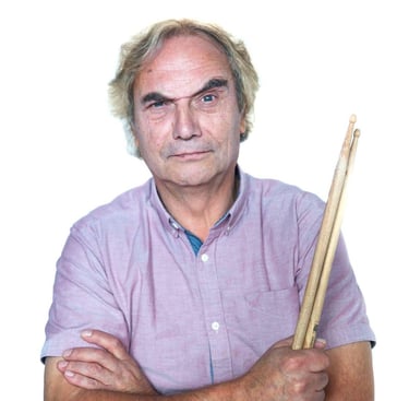 Oudere man op Drumles