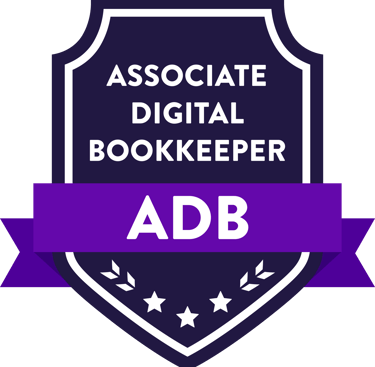 Associate Digital Bookkeeper badge, signifying proficiency in digital bookkeeping practices and tool