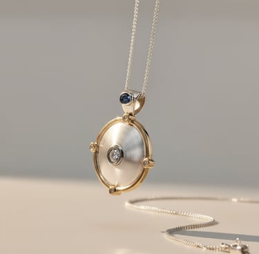 Family Memorial Pendant with articulating Bail and personal details throughout