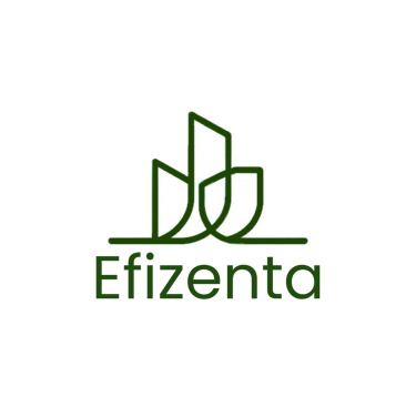 Logotipo de la empresa en color verdes con lineas de diseño