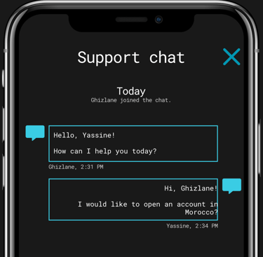 Bankeaz | Support chat in Bankeaz App