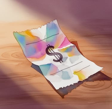 Gen AI watercolor - Paper with dollar sign