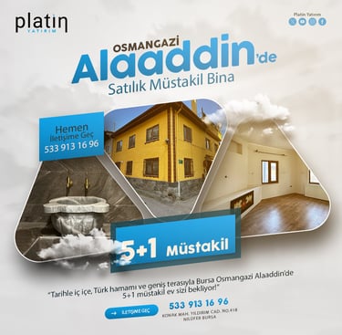 Bursa, Osmangazi, Alaaddin Satılık 5Plus1 Müstakil Ev | Platin Yatırım | Bursa Satılık Ev