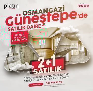 Bursa, Osmangazi, Güneştepe Satılık 2Plus1 Bahçe Katı Daire | Platin Yatırım | Osmangazi Satılık Ev