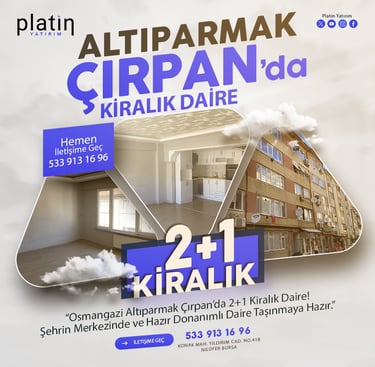 Bursa, Osmangazi, Altıparmak, Çırpan Kiralık 2Plus1 En Üst Kat Daire