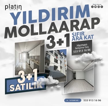 Bursa Yıldırım Mollaarap Satılık 3Plus1 Ara Kat Daire | Platin Yatırım | Yıldırım Satılık Evler