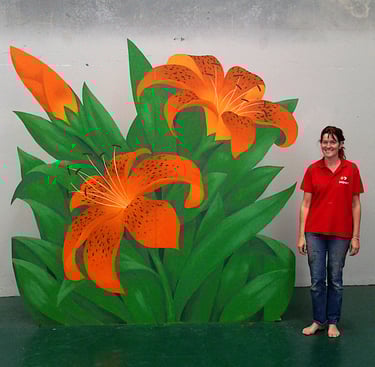 giant flowers stage scenery