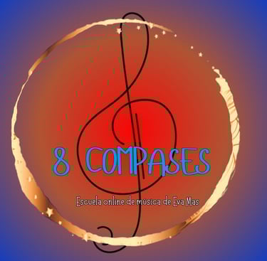 Logo de la escuela de musica 8 compases , aprender online teoria dede la música, solfeo y piano