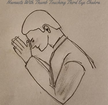 Namaste With Thumbs Touching Third Eye Chakra