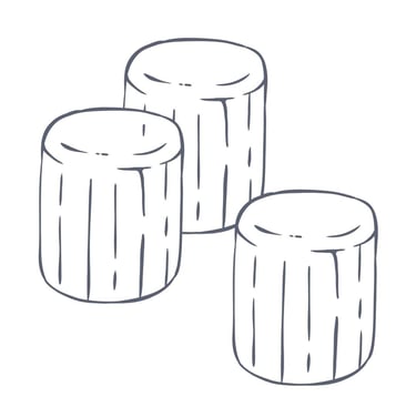A group of stools, a visual representation of purchasing sessions in bulk to save money.