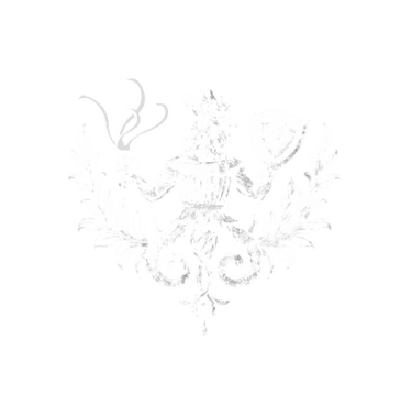 a white and white logo with a man holding a shield