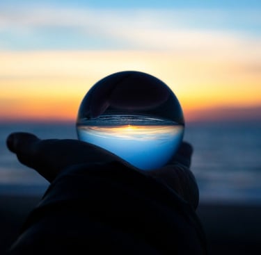 hand holding crystal ball