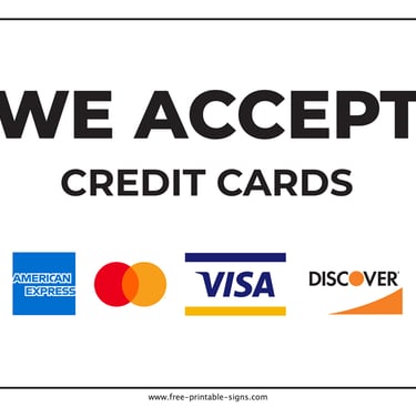 We accept American Express, MasterCard, Visa, and Discover credit cards