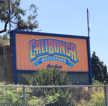 A sign of Calibunga water park in East San Jose