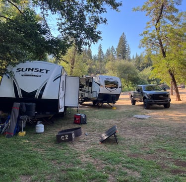 multiple rental trailers and a truck