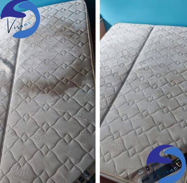 Avant-après du nettoyage de matelas avec suppression des auréoles et désinfection à Verviers.