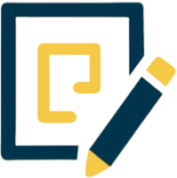 Ícono de diseño arquitectónico representado por plano técnico y lápiz en colores azul y amarillo.