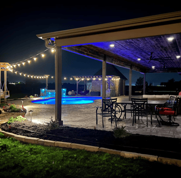 Outdoor Living Space at Night
