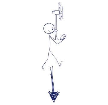 stickman représentant un adolescent devant son portable alimenté par l'énergie éolienne