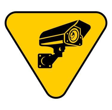 cctv vídeo vigilancia firmar etiquetas póster edificio icono modelo diseño Vector Gratis