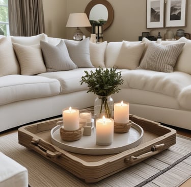 decorative tray on coffee table