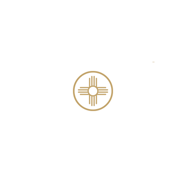 A gold Zia sun symbol logo centered on a solid black background.