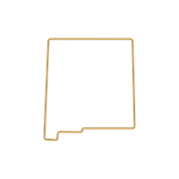 Gold outline icon of the New Mexico state map isolated on a black background.
