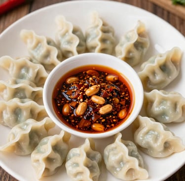 A spoonful of numbnumbs hot chili crisp drizzled over a steaming bowl of noodles.