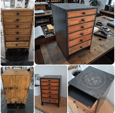 avant après de petit meuble horloger