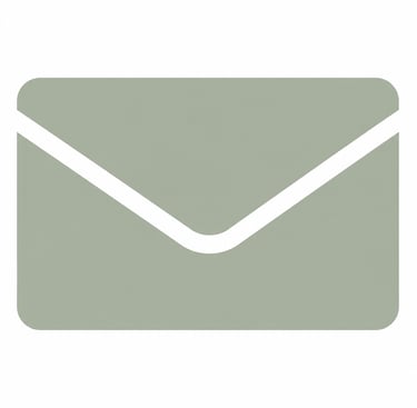 Minimalist sage green envelope icon for email contact and digital communication.
