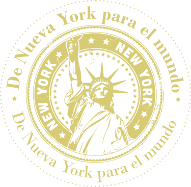 Sello de certificación de origen de Nueva York para el mundo con la Estatua de la Libertad MGG NY