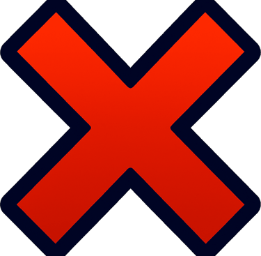 Bold red X mark icon with a black border, indicating error, failure, or cancellation.