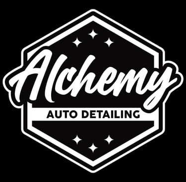 Alchemy Auto Detailing logo for car detailing services in Logan, Ohio.