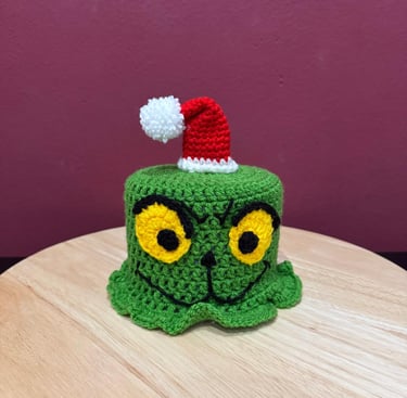 Klorollenhut Grinch, lustige Badezimmer Deko als Geschenkidee oder Gäste WC.